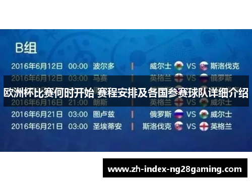 欧洲杯比赛何时开始 赛程安排及各国参赛球队详细介绍